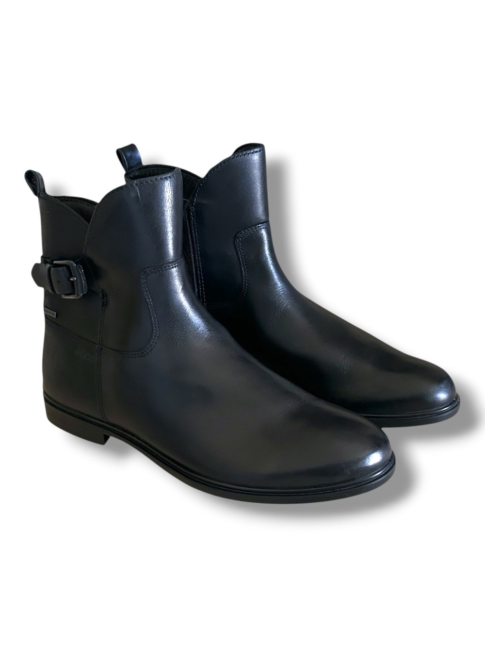 ECCO Touch 15 Buckle GTX Waterproof Black Leather Ankle Booties Size 9 NEW